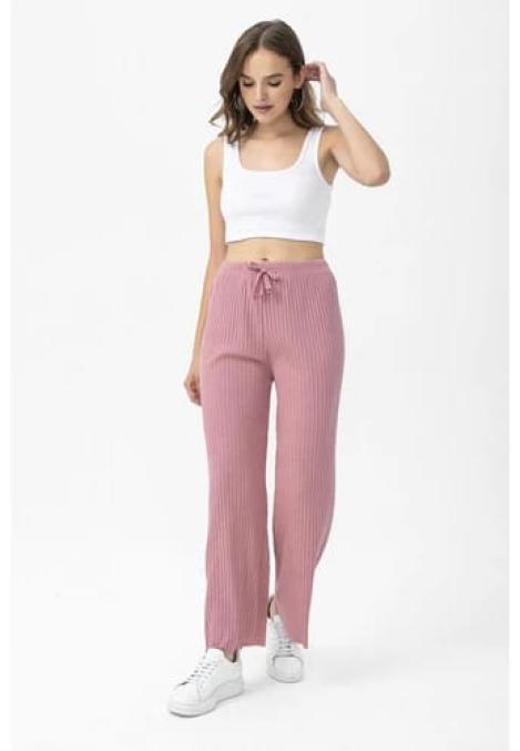 Pantalon dama lungi Plisat, Roz, Engros